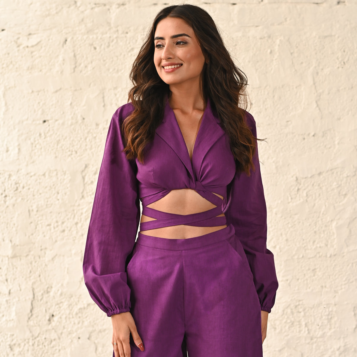 Buy Summer Co-ord Set, Harem Pants Set, Women Two Piece Outfit, Two Piece  Linen Set With Sleeveless Top VIOLET SE1023LE Online in India 