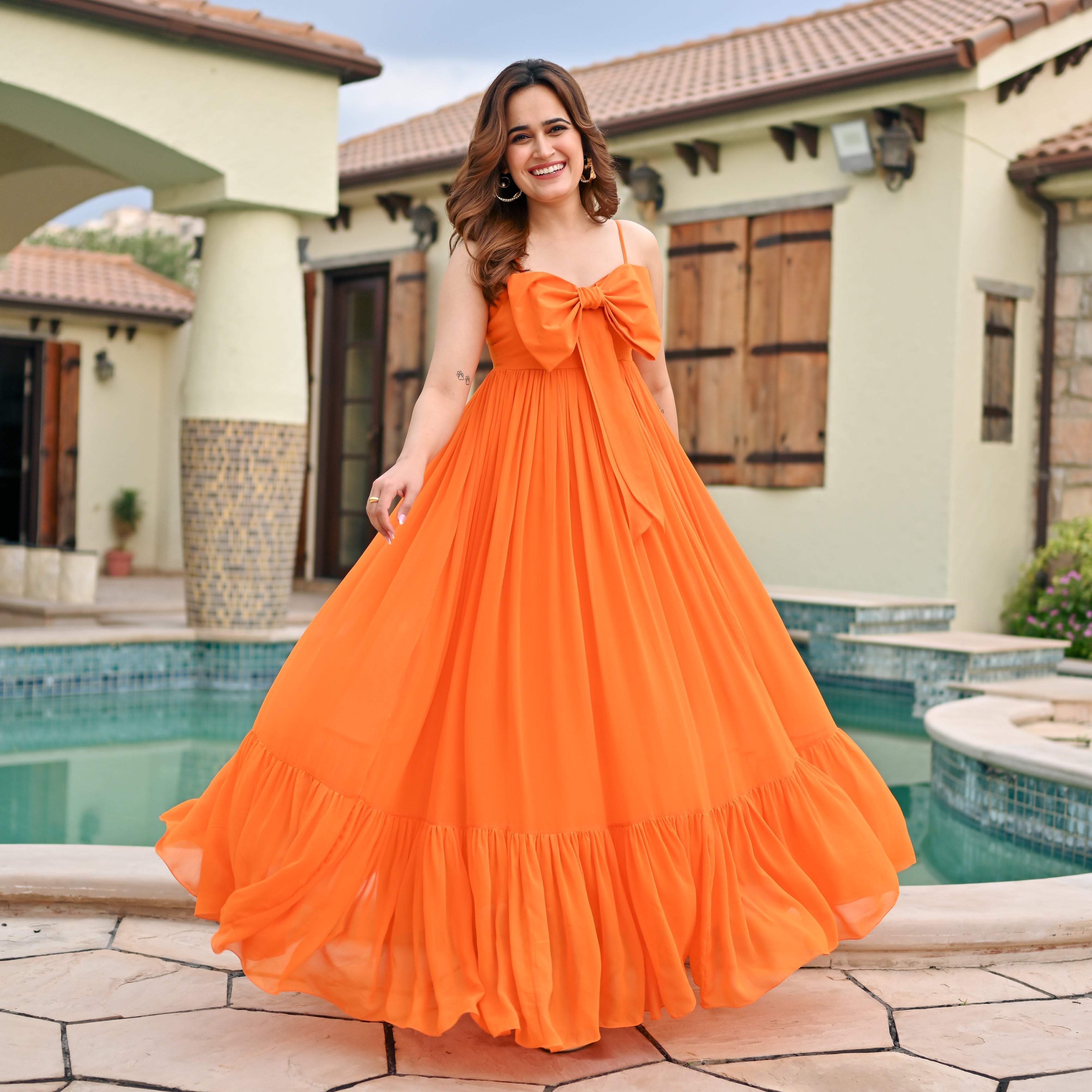 Orange long frock best sale