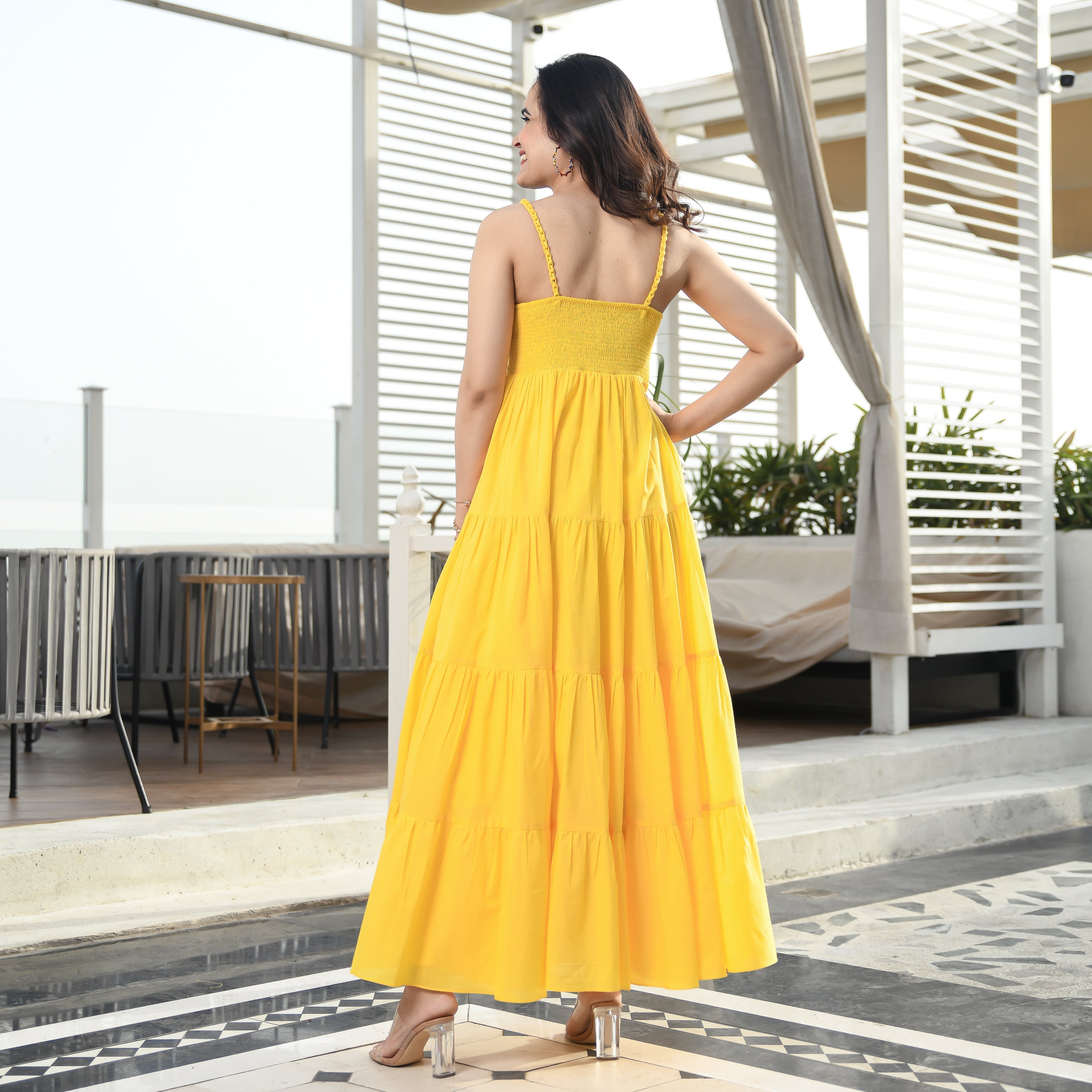 Yellow long hot sale dress