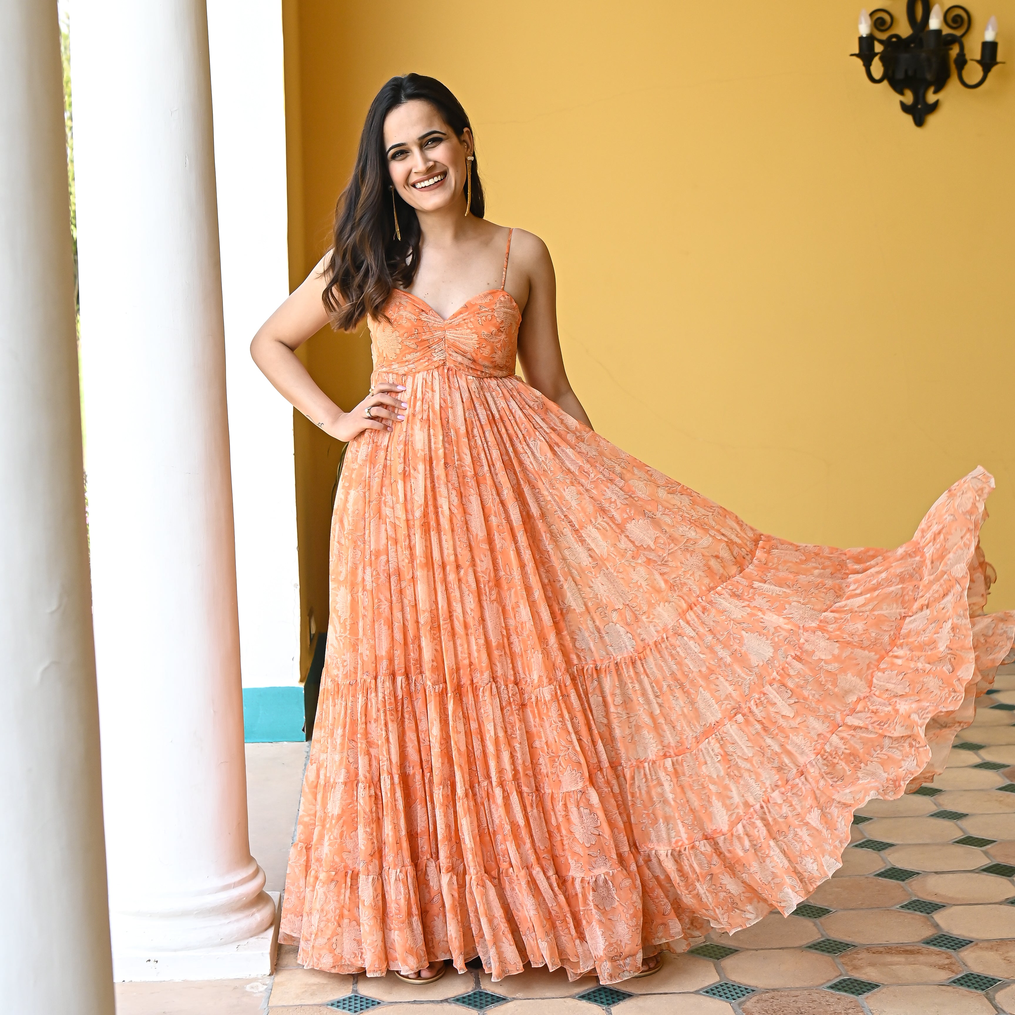 Chiffon long dress sales designs