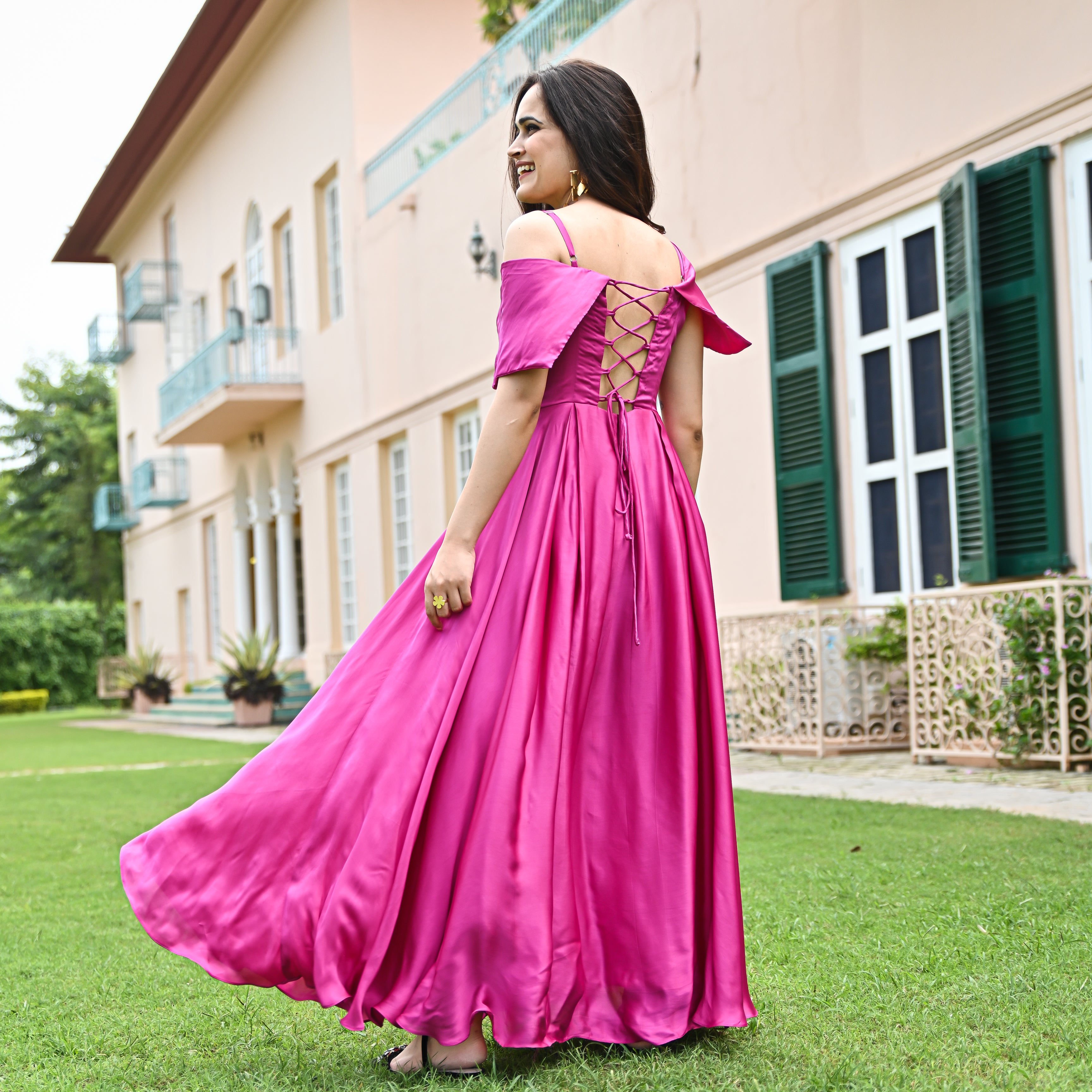 Blue and outlet pink long dress