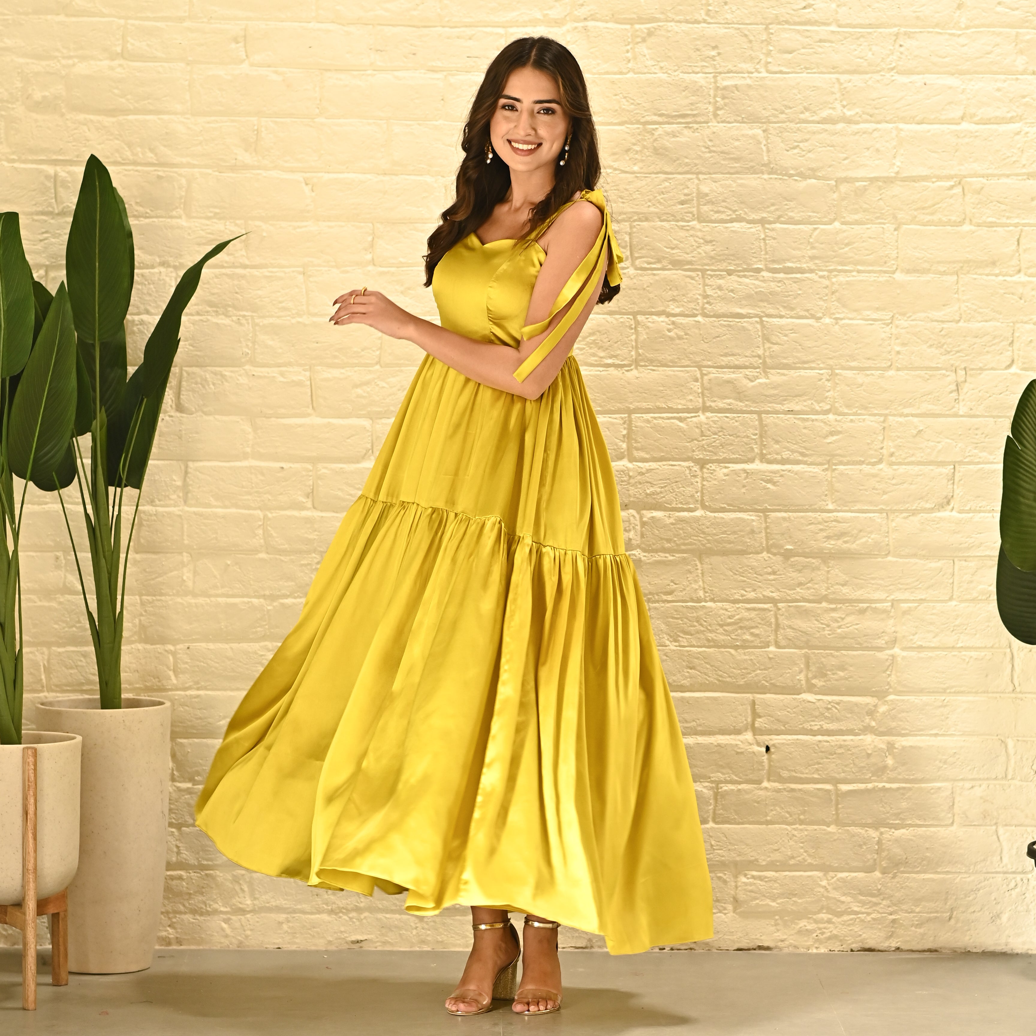 Yellow Satin Dress