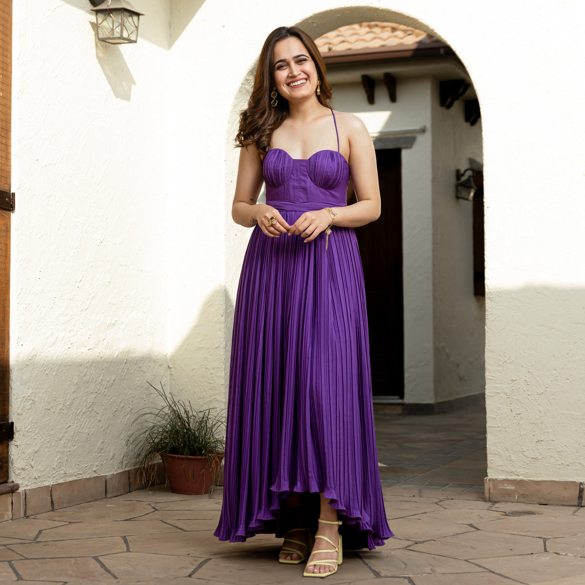 Buy Ordinaree Tyrian Purple Designer Long Dress For Women Online